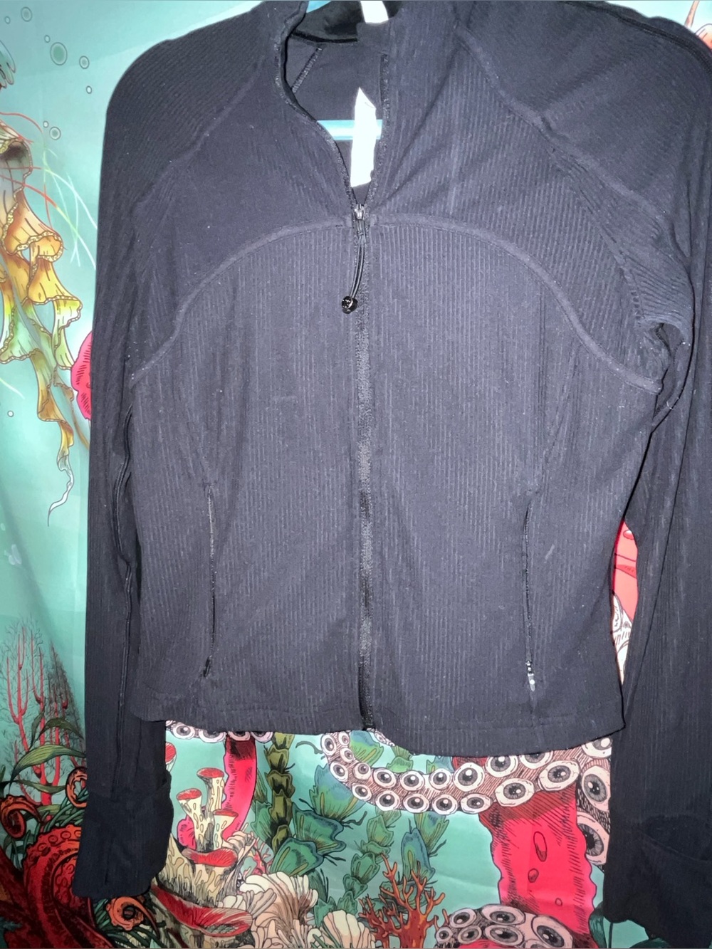 lululemon athletica Black Ribbed Zip-Up Bomber Jacket